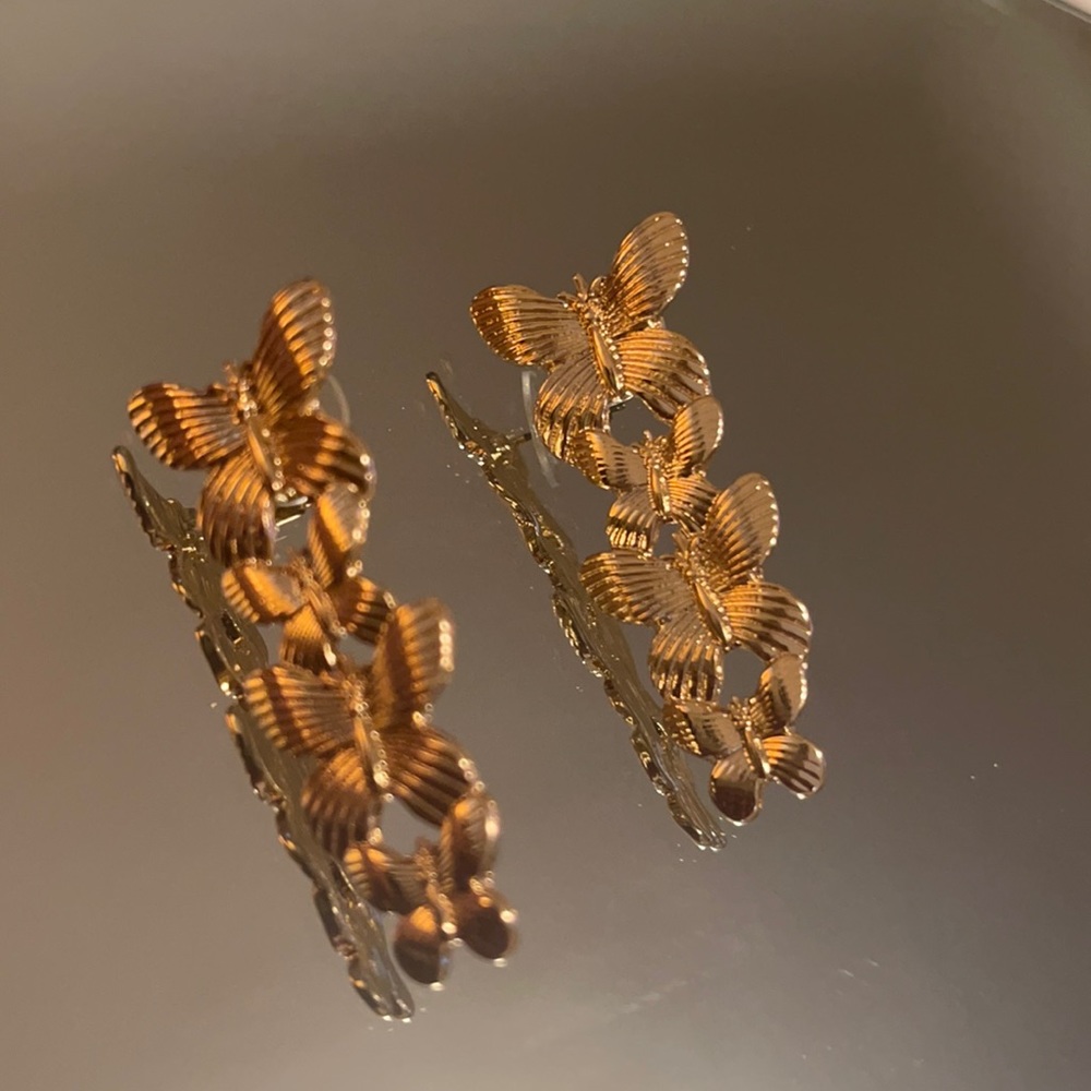 NEW: gold stacked butterfly earrings